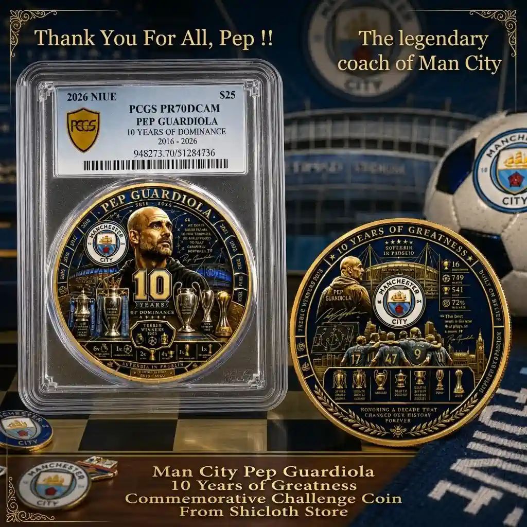Man City Pep Guardiola 10 Years of Greatness Commemorative Challenge Coin