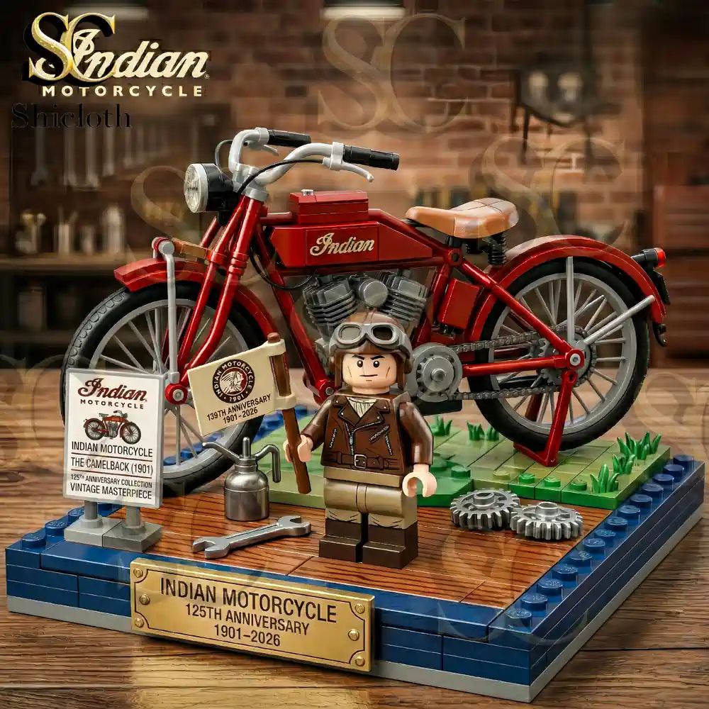 Indian Motorcycle 125th Vintage Camelback Legacy Building Brick Set