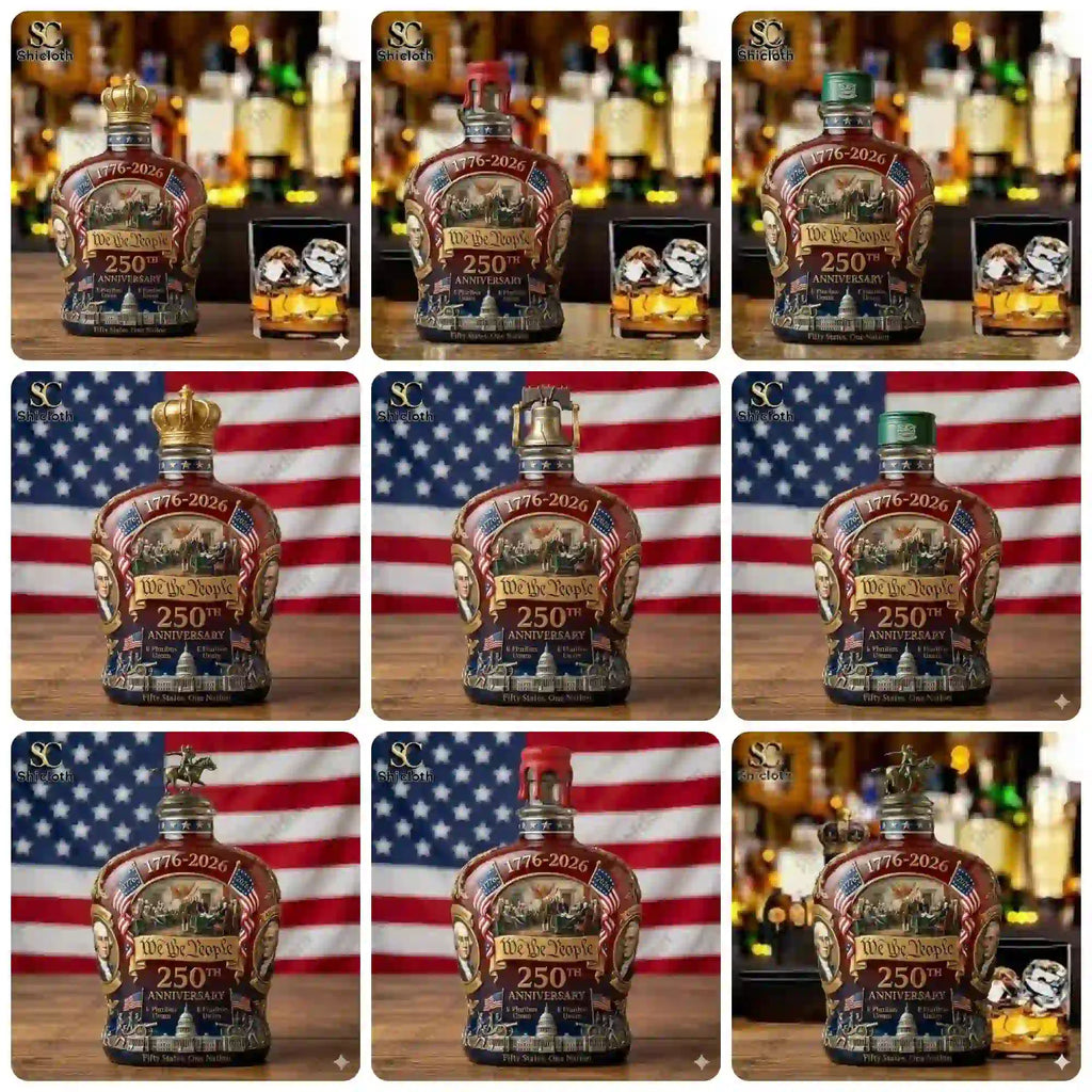 Crown Royal 250th Anniversary Edition We The People Whiskey Glass And Bottle Set