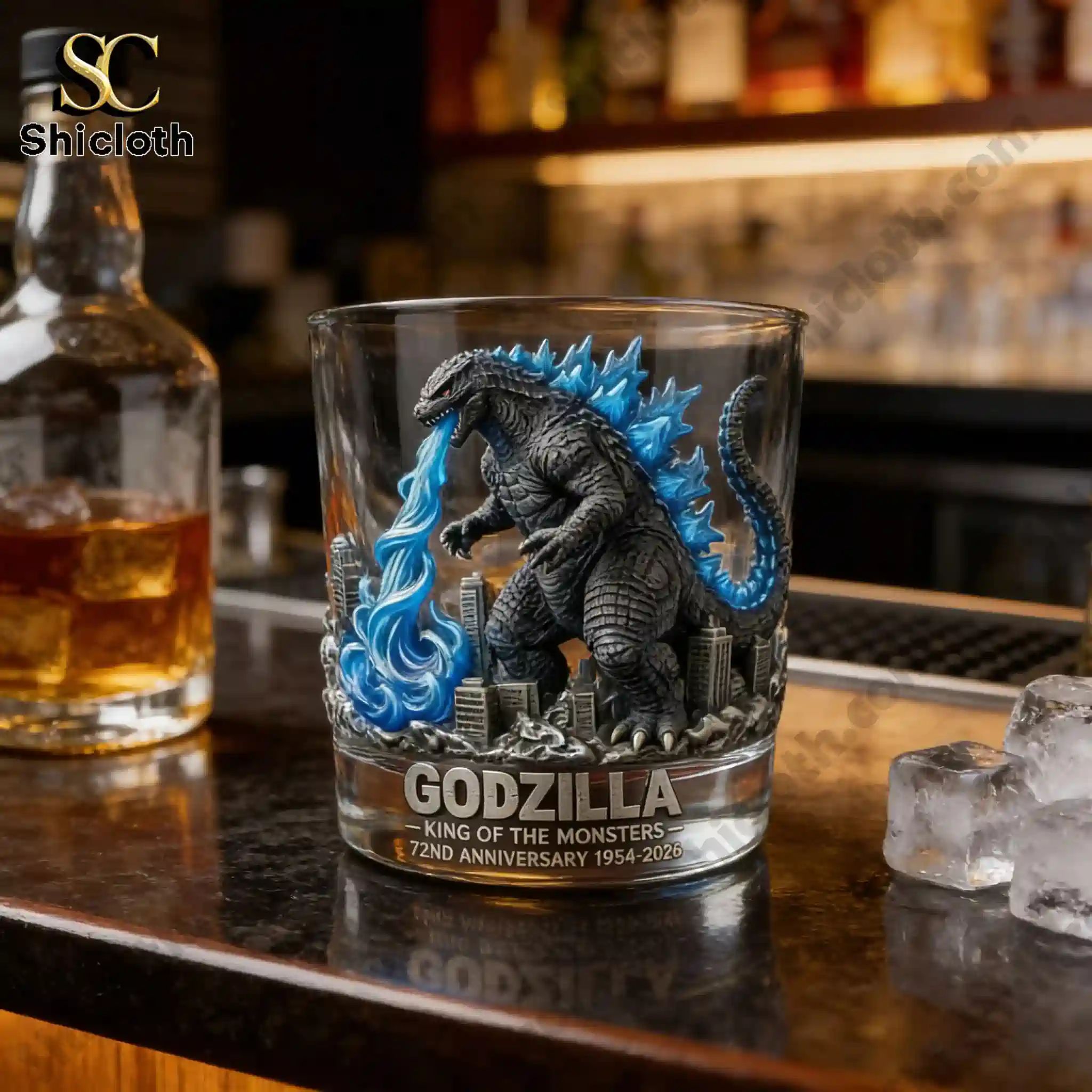Godzilla 72nd Anniversary Whiskey Glass