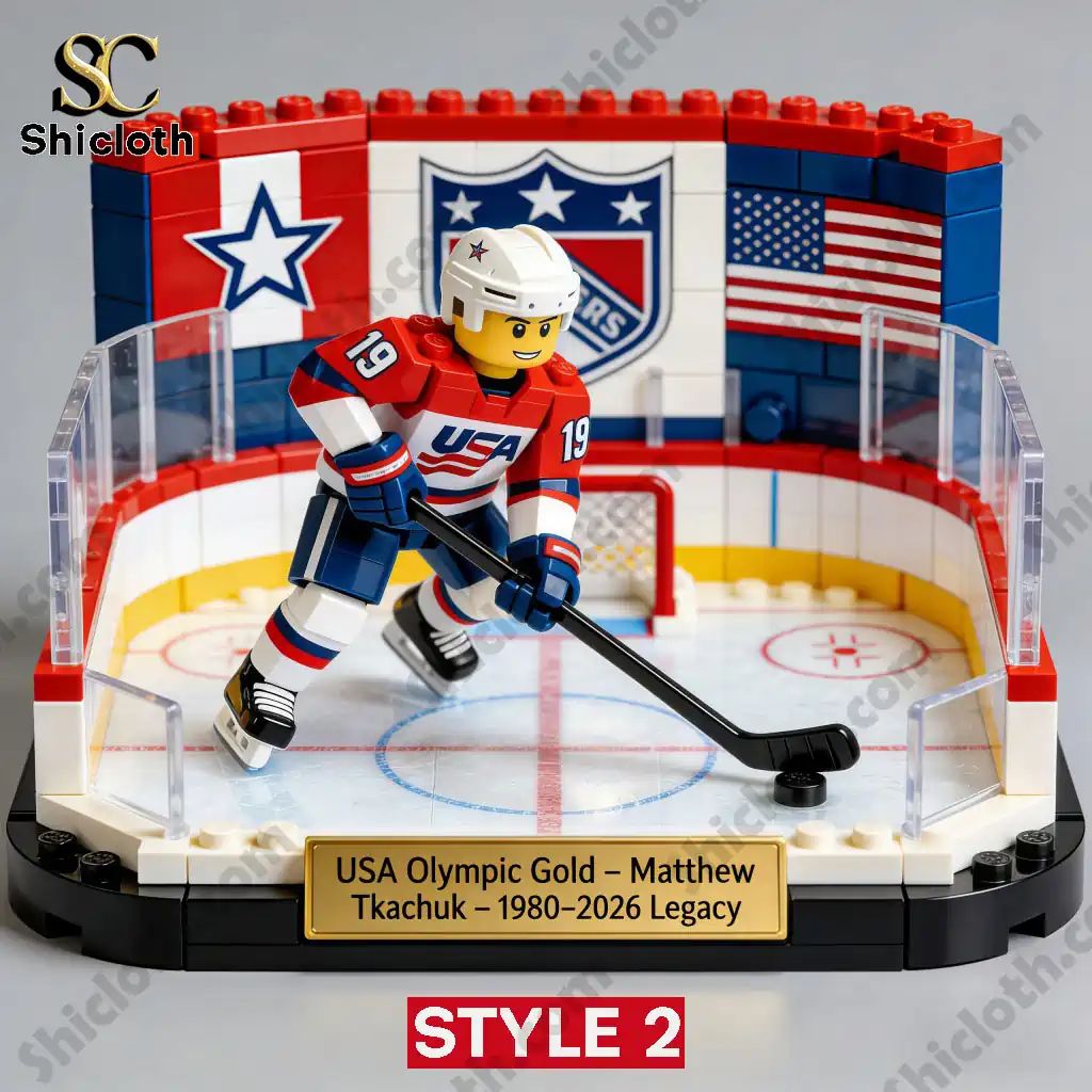 USA Men’s Hockey Olympic Gold Medal LEGO-style Rink Building Set