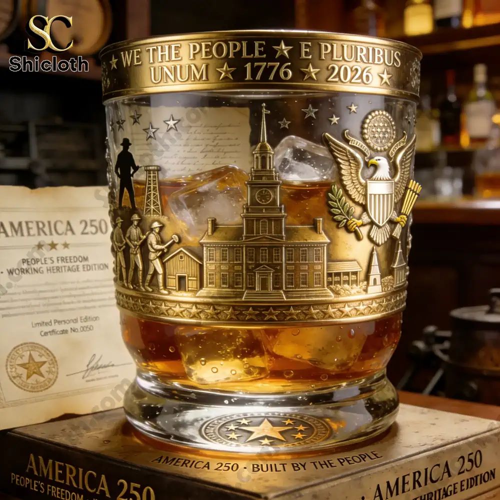 America We The People 250th Anniversary 1776-2026 Whiskey Glass