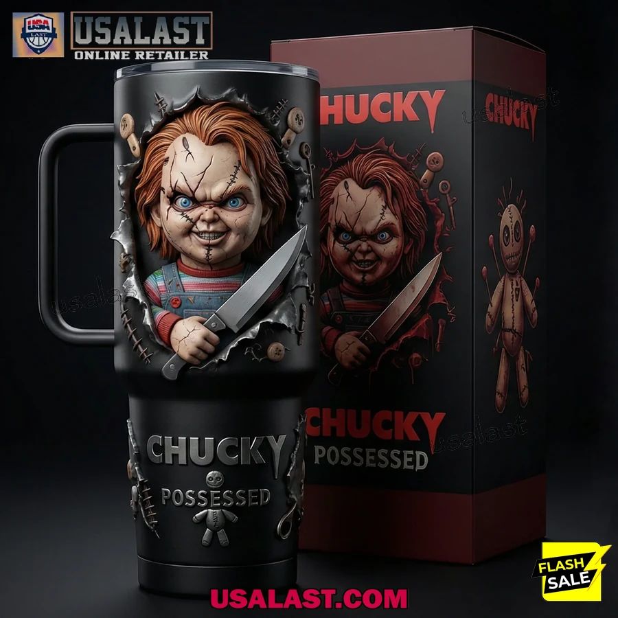Chucky Possessed Doll Tumbler With Handle