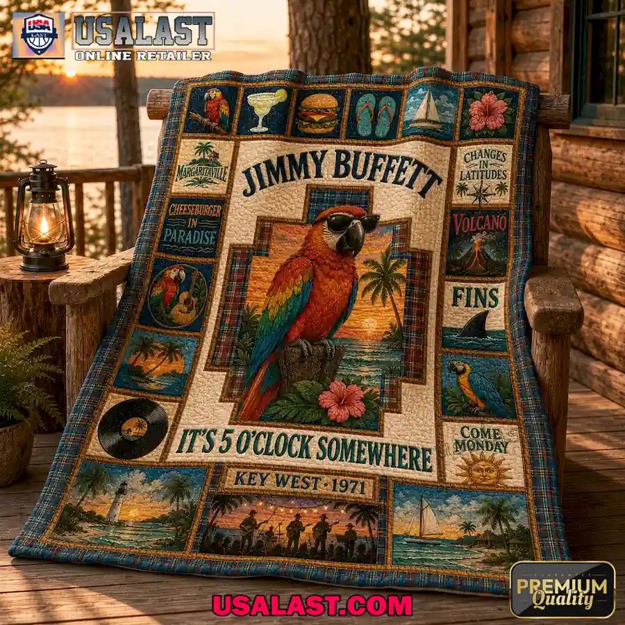 Jimmy Buffett Parrot Margaritaville Quilt Blanket