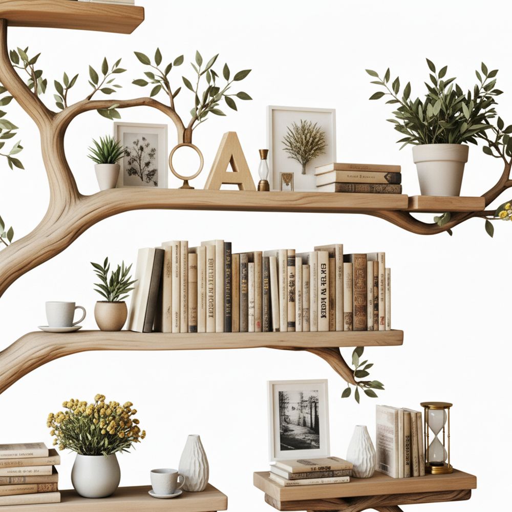 Tree Branch Wall Shelf – Handcrafted Nature-Inspired Display In Solid Wood