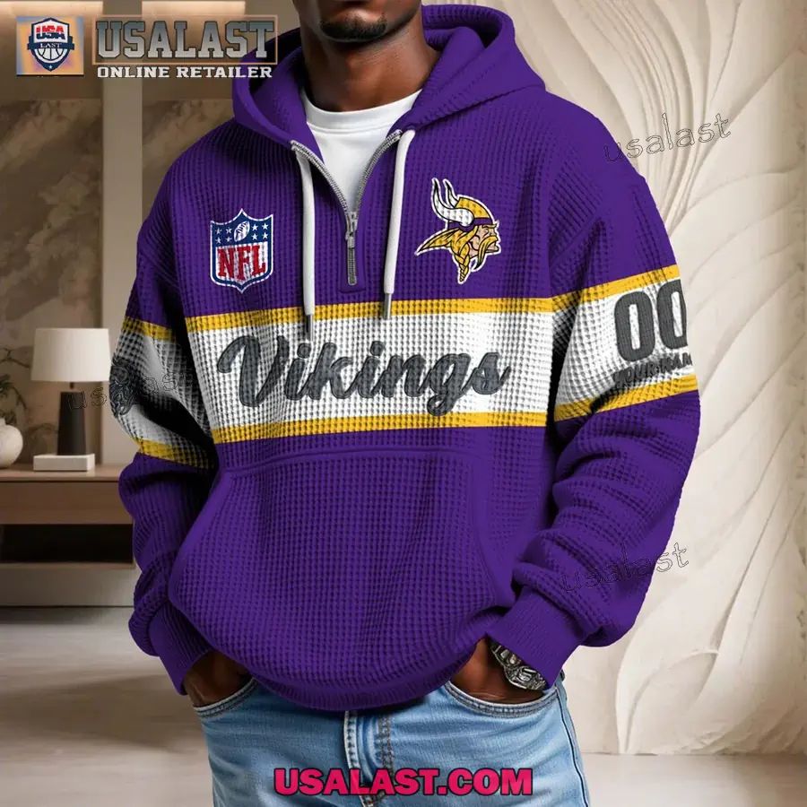 Minnesota Vikings Waffle Half Zip Hoodie