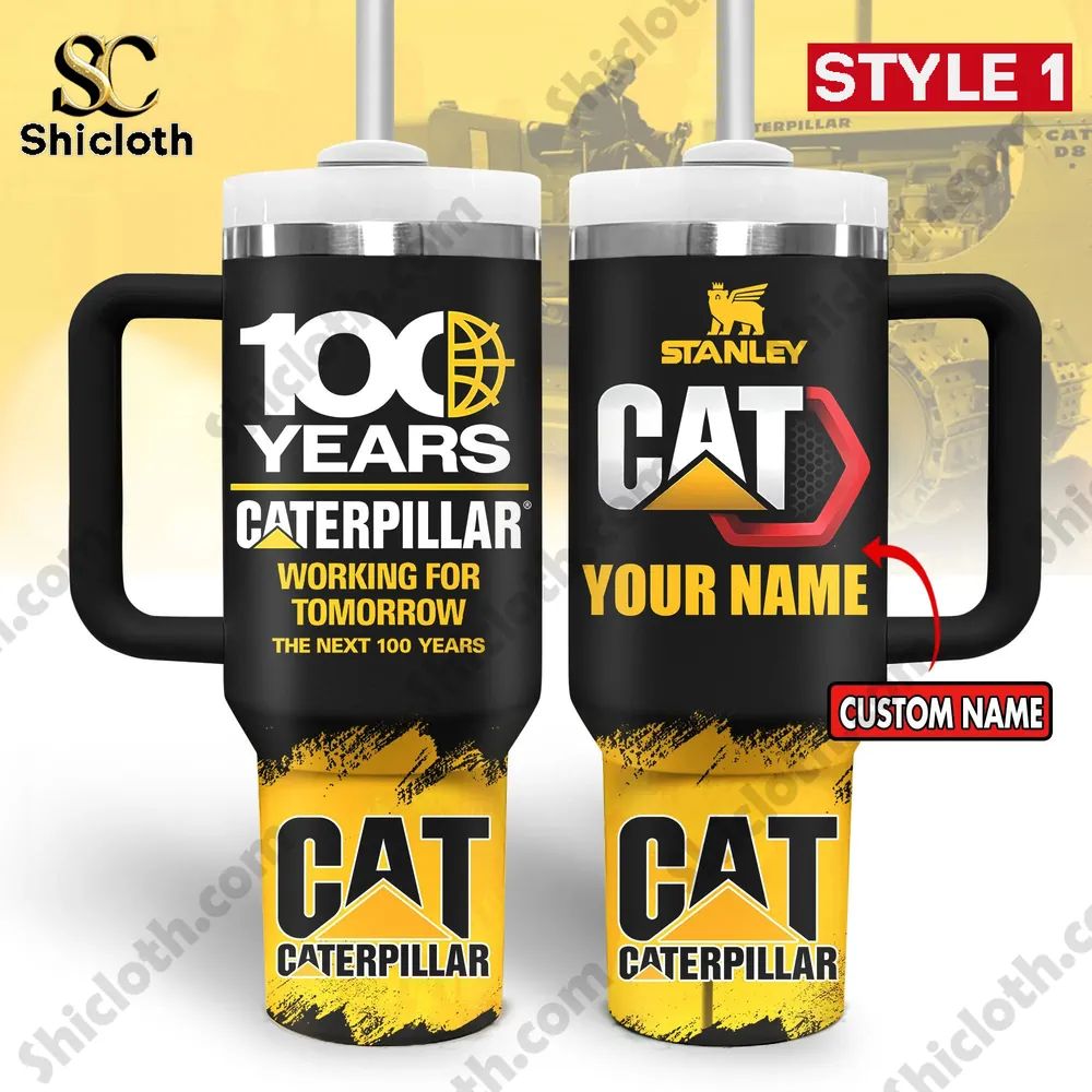 Caterpillar 100 Years Working For Tomorrow Custom Name Tumbler