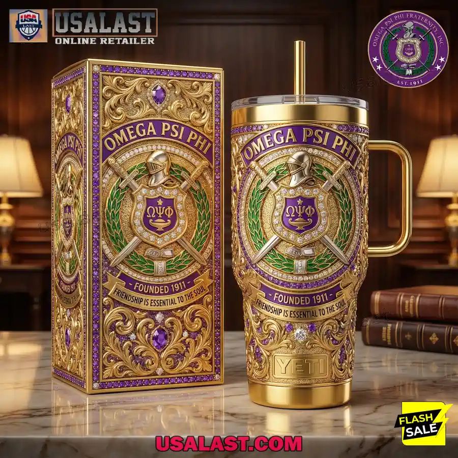 Omega Psi Phi Lovers 40oz Tumbler With Handle