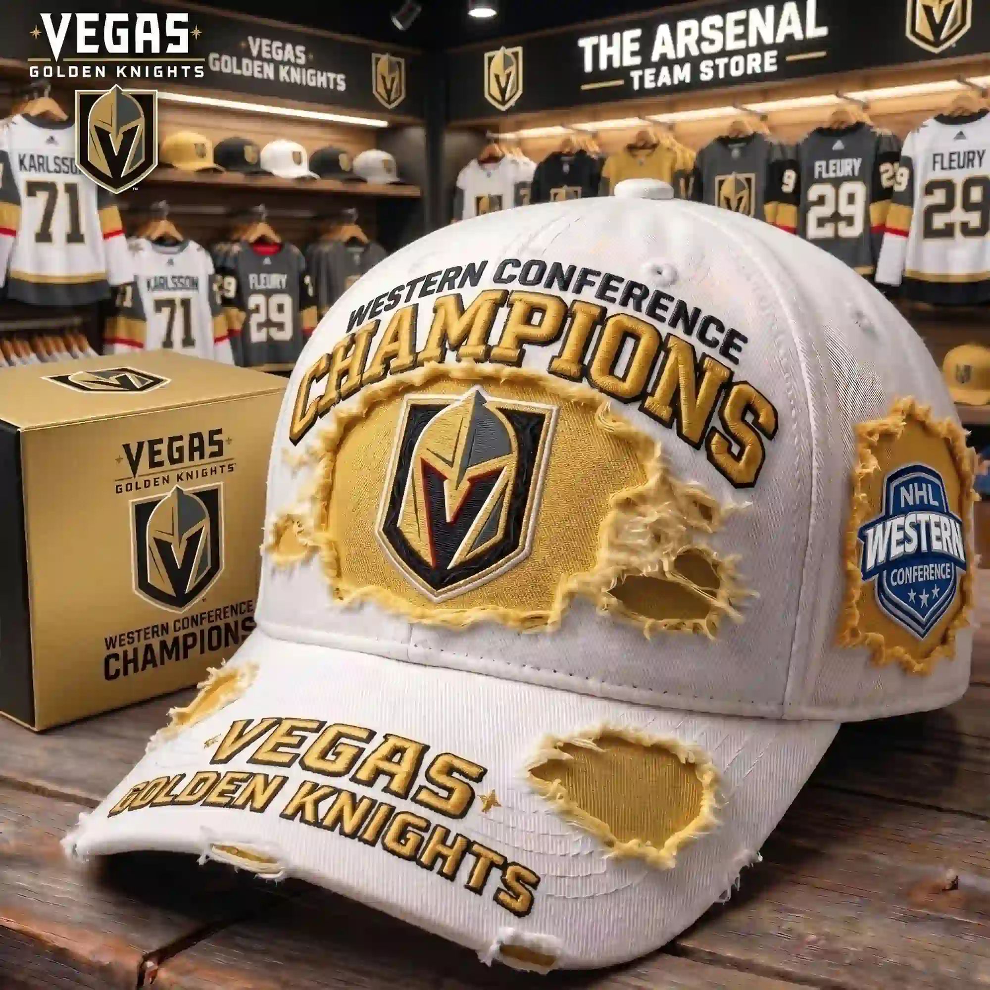 Vegas Golden Knights Western Conference Champions Distressed Cap Hat