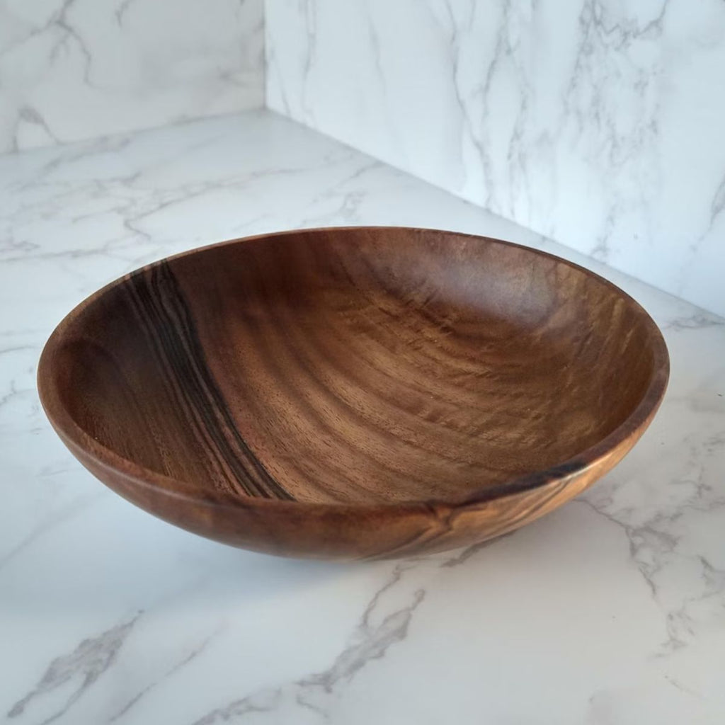 Hand-Turned Walnut Wood Bowl – Dark, Rich Warmth