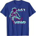 Purple and Teal Astronaut Just Vibing Graphic for Men T-Shirt