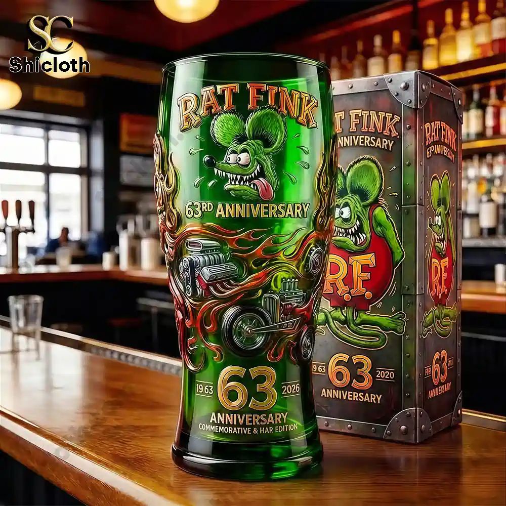 Rat Fink Hot Rod 63Rd Anniversary Commemorative Beer Glass