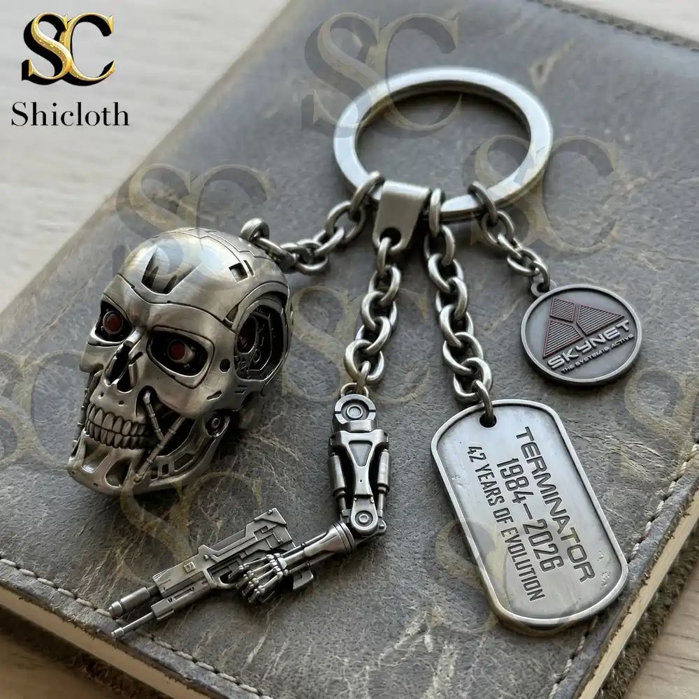 Terminator 42nd Anniversary T-800 Skull Metal Keychain