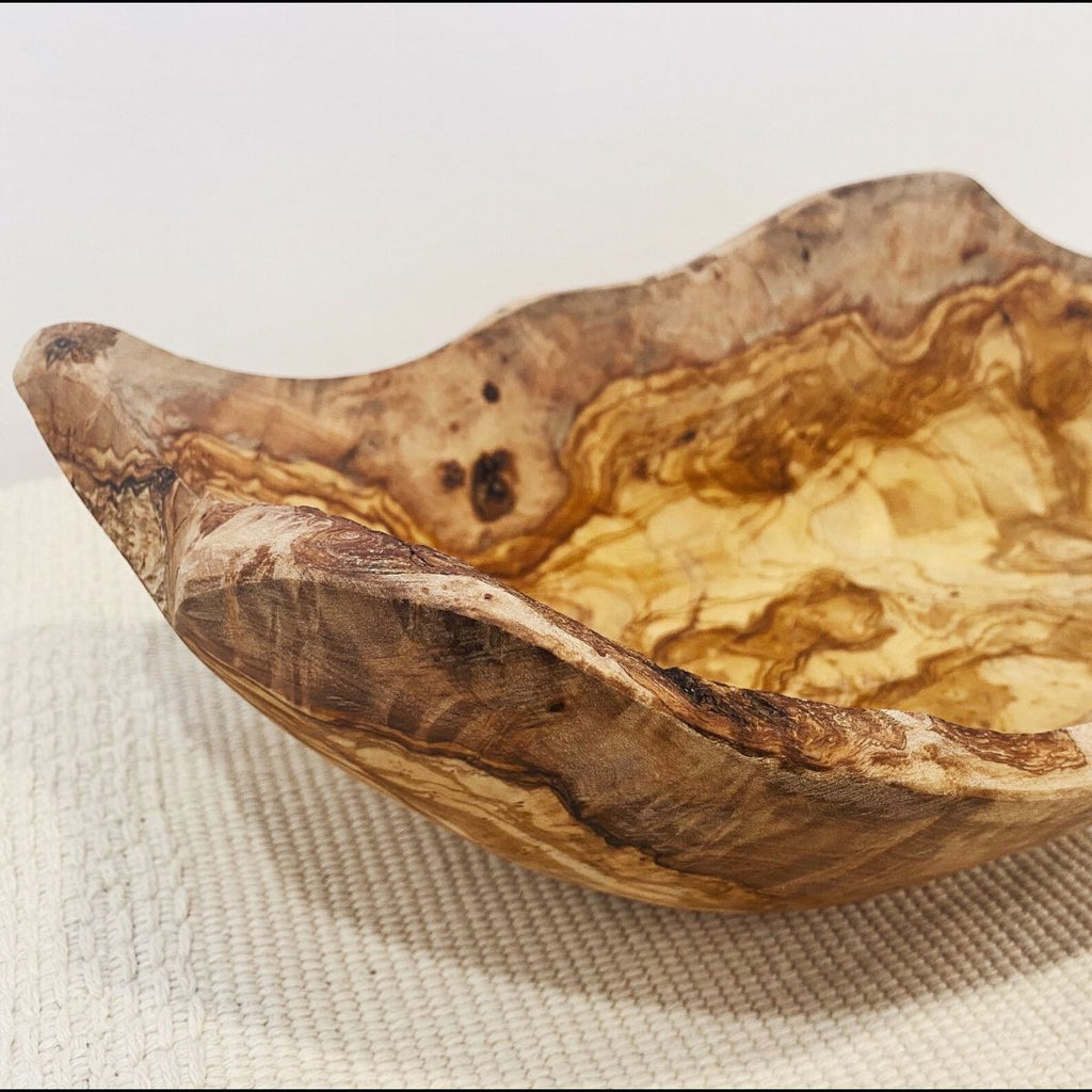 Live Edge Olive Wood Bread-Fruit Trench Bowl