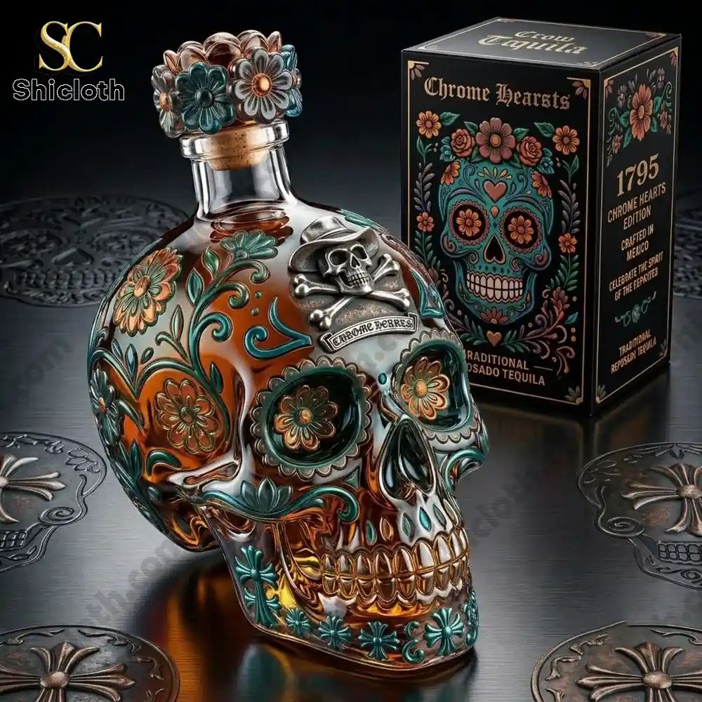 Chrome Hearsts Celebrate The Spirit Of The Departed Crow Tequila Skull Bottle