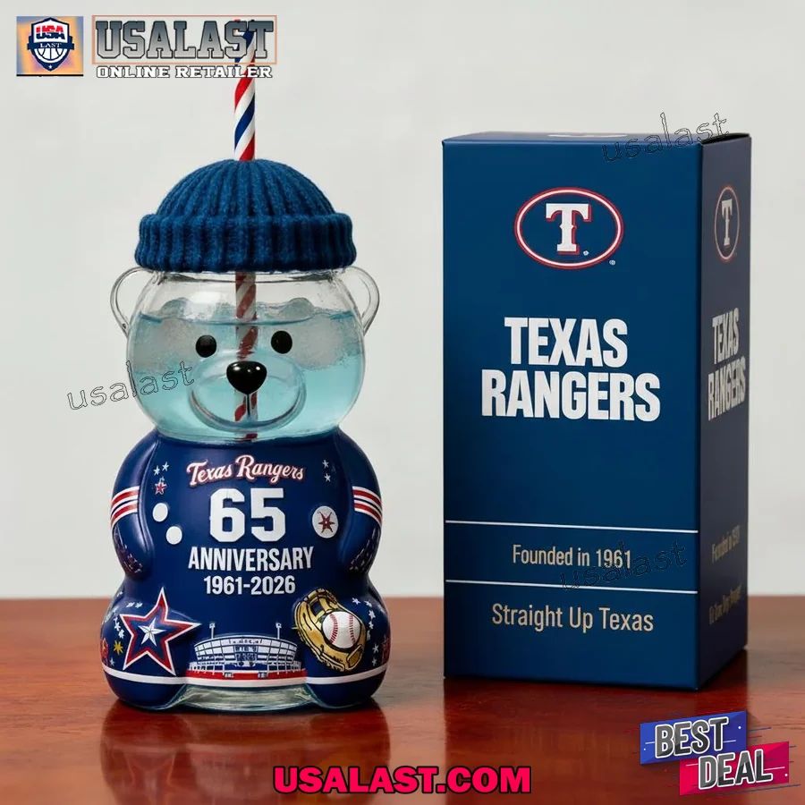 Texas Rangers 65th Anniversary Bear Glass Cup