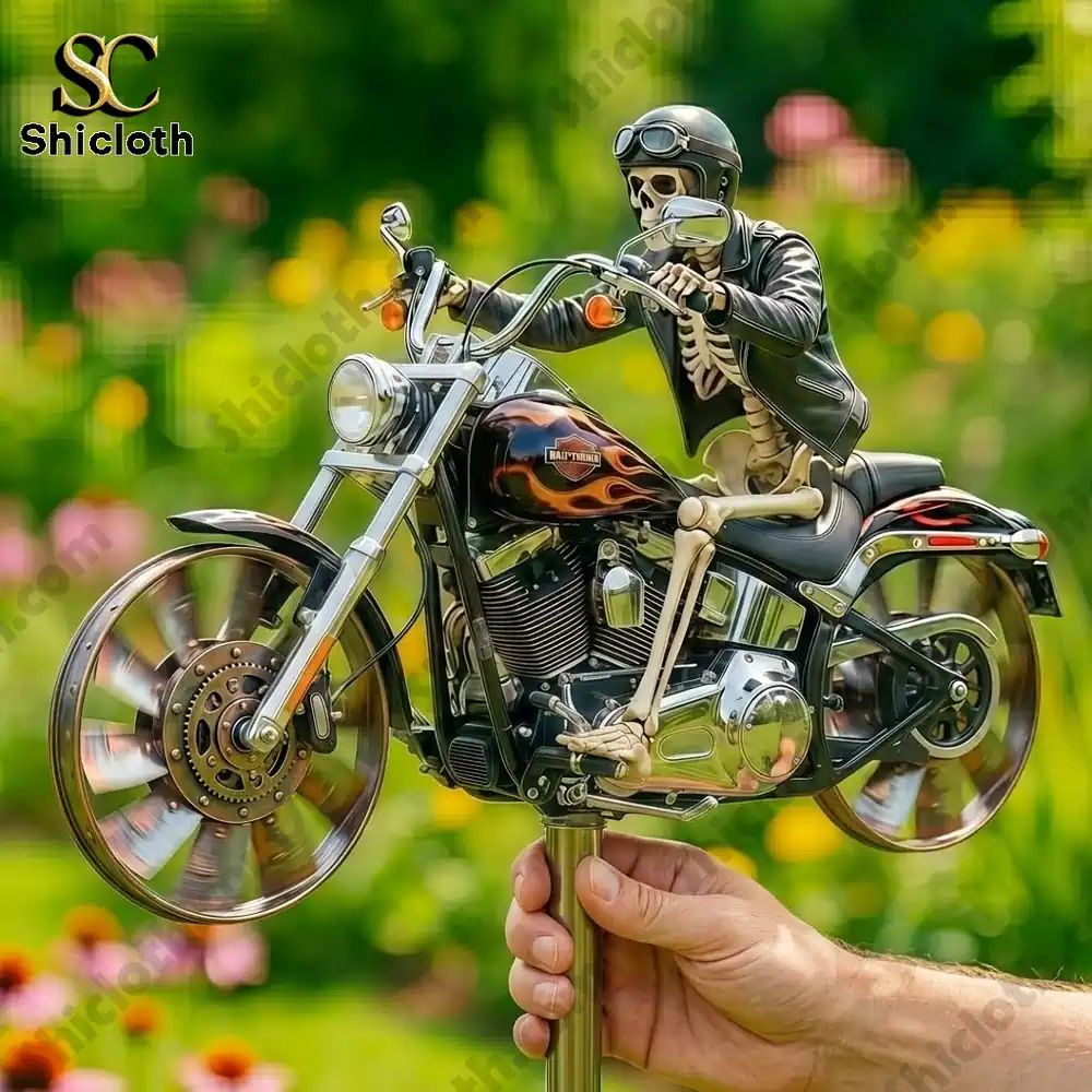 Skeleton Harley-Davidson Wind Spinner For Garden