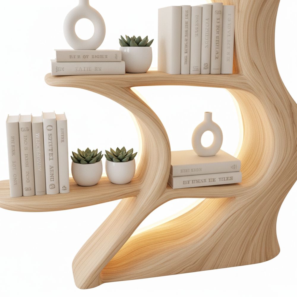 Handcrafted Vertical Wooden Bookcase – Rustic Floating Shelves & Unique Shelf Unit