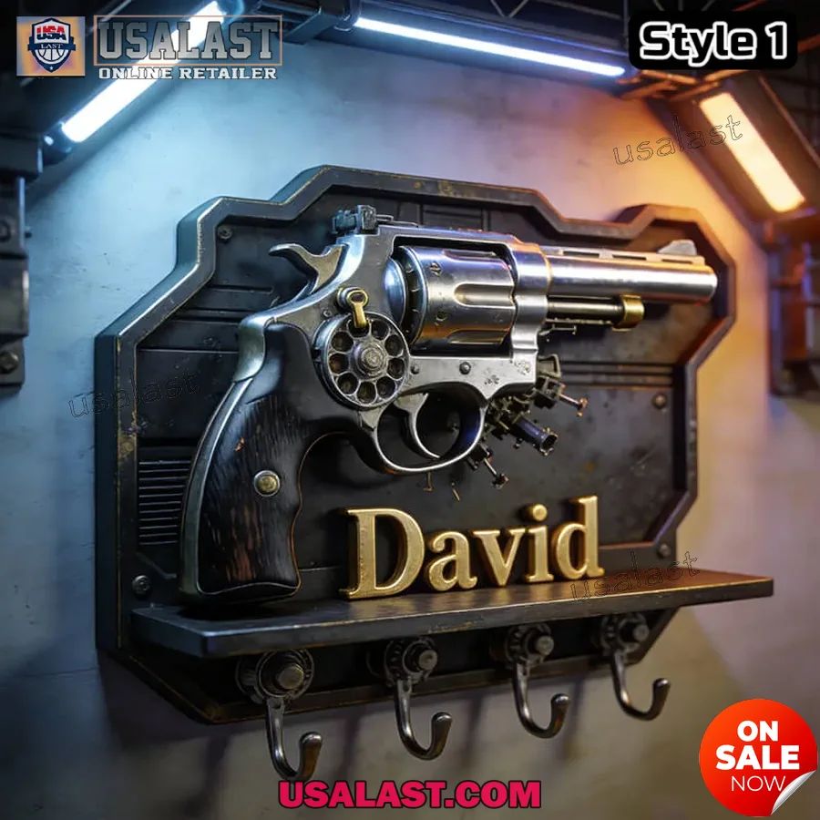 Personalized Revolver Gun Wall Key Holder