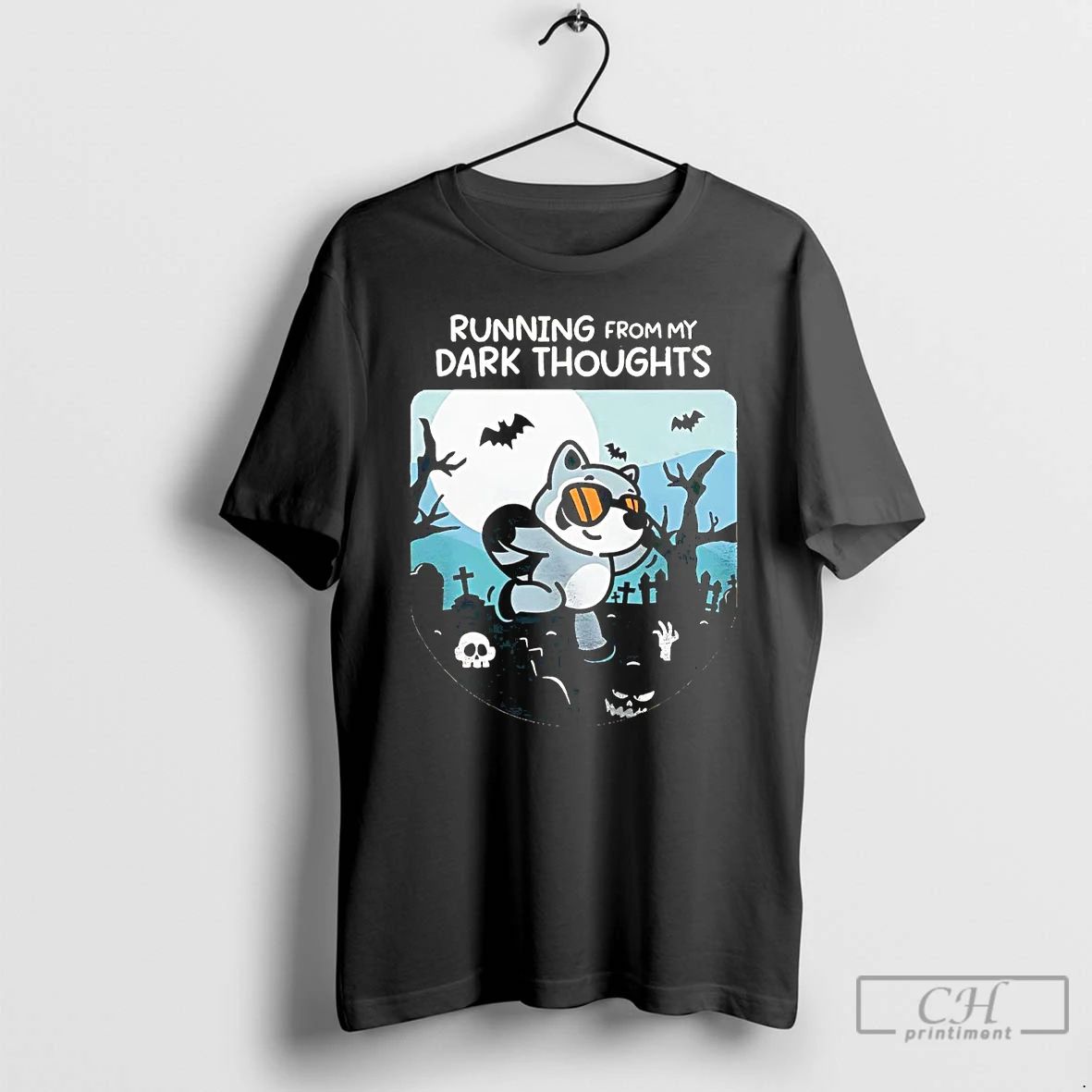 Premium Raccoon Running From My Dark Thoughts T Shirts