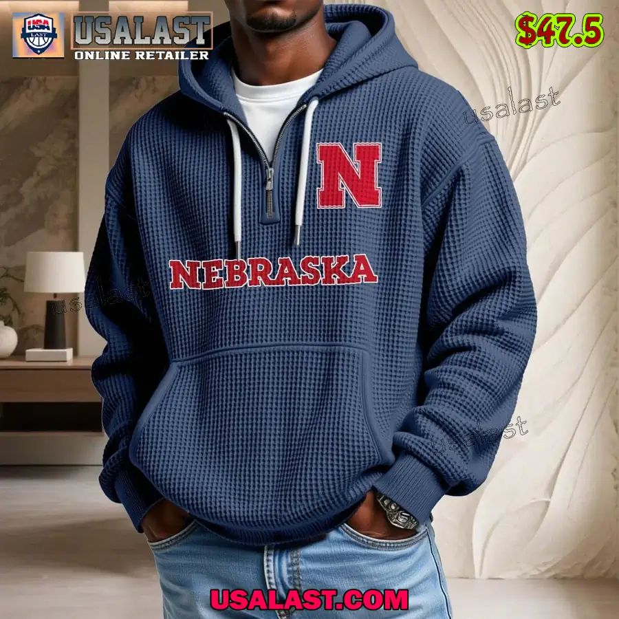 Nebraska Cornhuskers Waffle Half Zip Hoodie