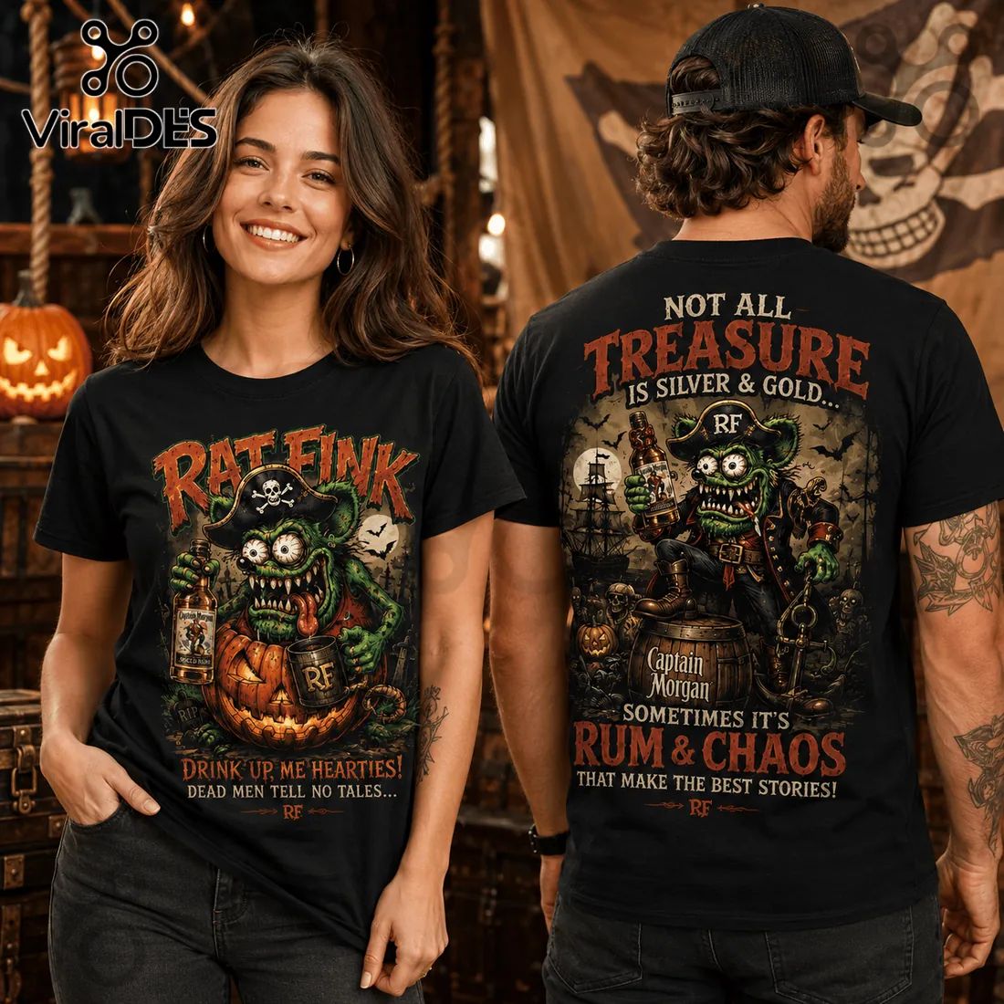 Rat Fink Haunted Treasure Captain Morgan T-Shirt