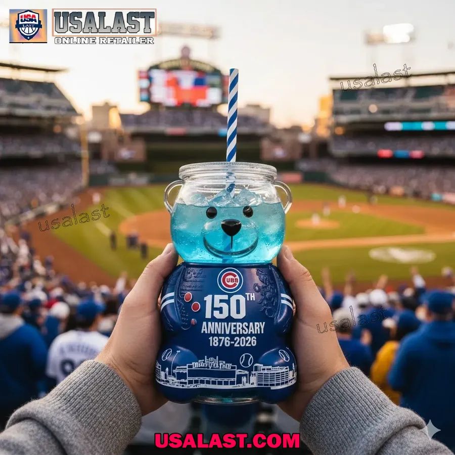 Chicago Cubs 150th Anniversary Collectible Bear Glass Cup