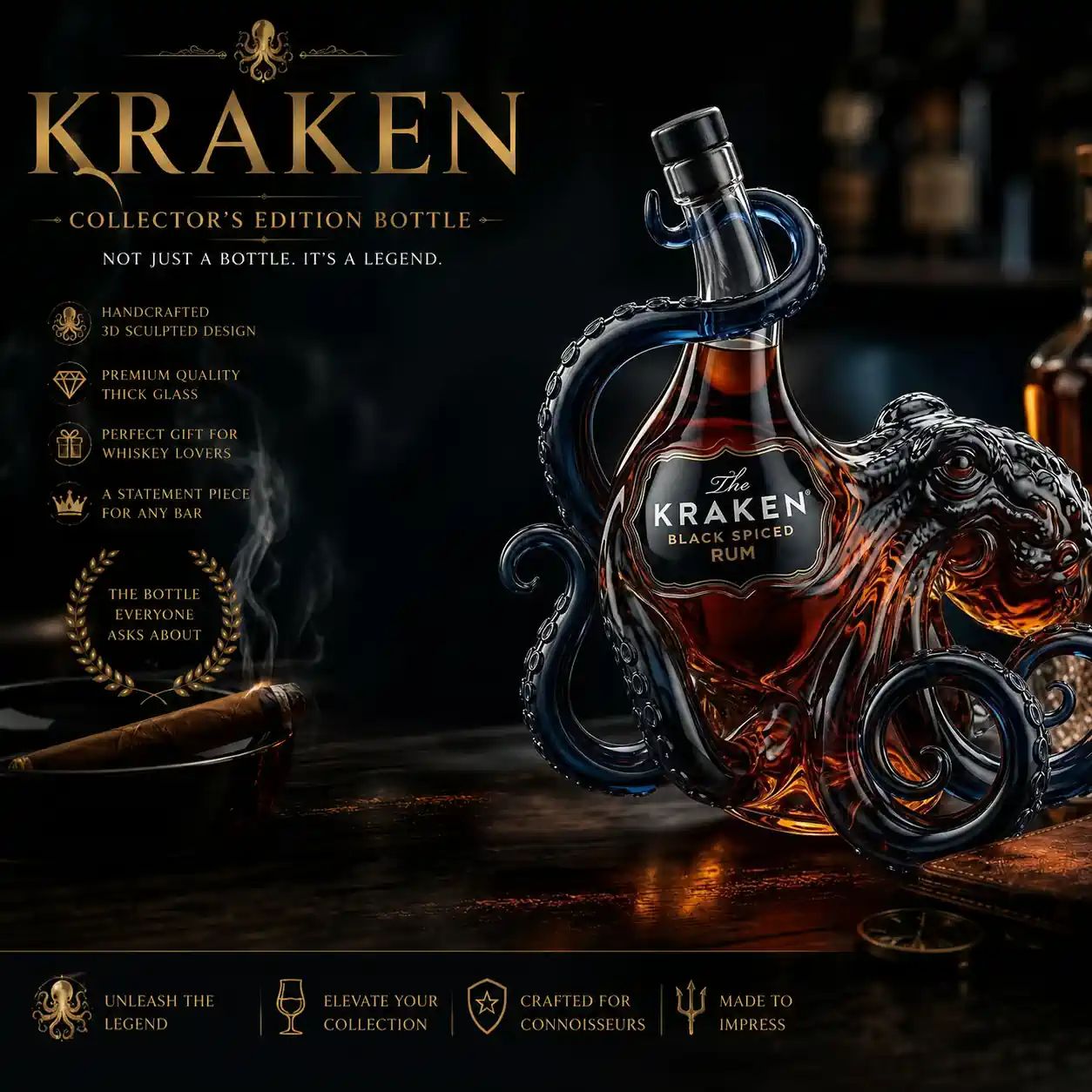 The Kraken Rum Edition 3D Octopus Bottle Autralia