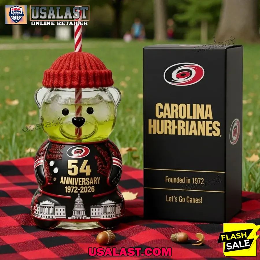 Carolina Hurricanes 54th Anniversary 1972-2026 Bear Glass Bottle