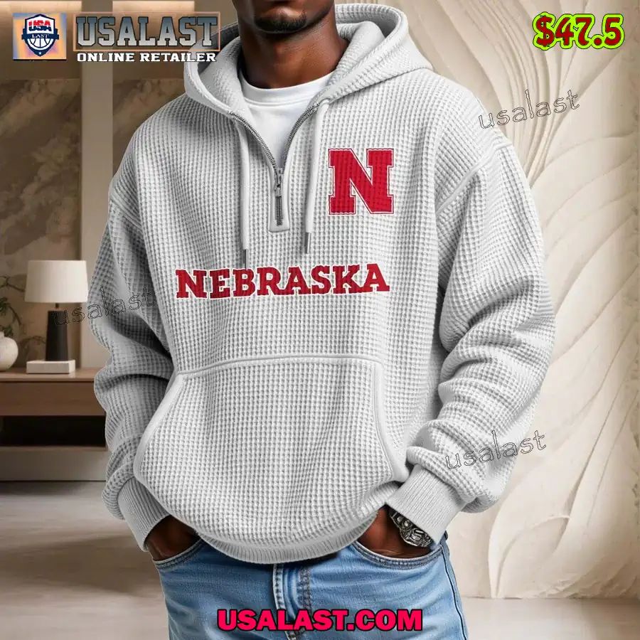 Nebraska Cornhuskers Waffle Half Zip Hoodie