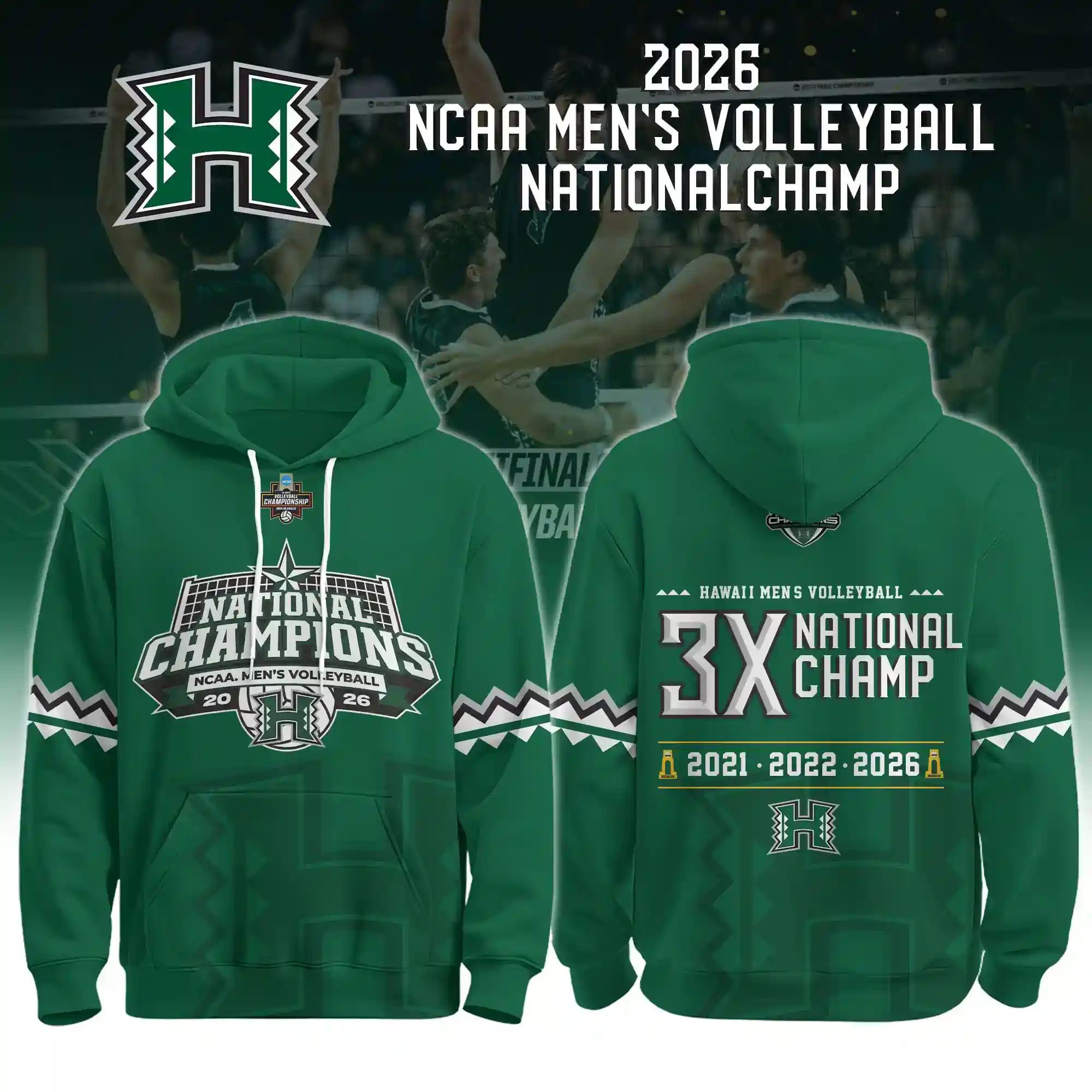 Hawaii Volleyball 3X Champions 2026 Limited Hoodie
