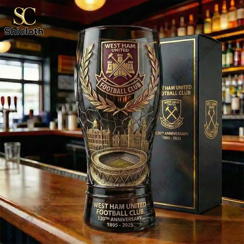 West Ham United 130th Anniversary Commemorative Pilsner Beer Glass