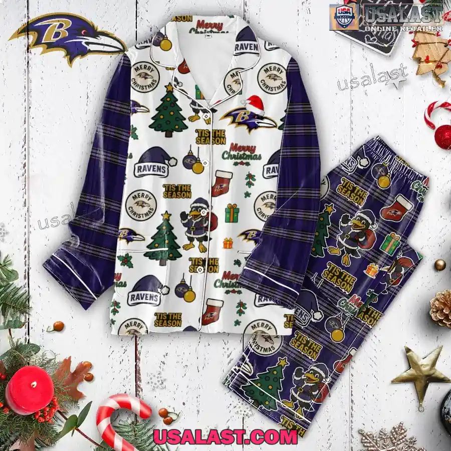 Baltimore Ravens Plaid Button Pajamas Set
