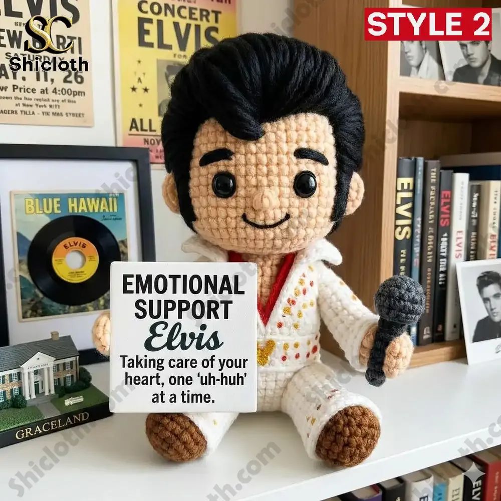 Elvis Presley Emotional Support Handmade Crochet Doll