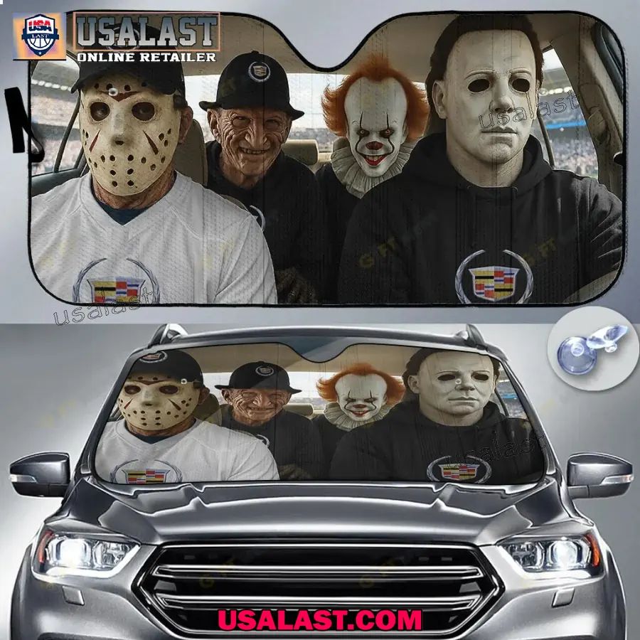 Cadillac x Horror Movie Characters Car Sunshade, Car Windshield Cover
