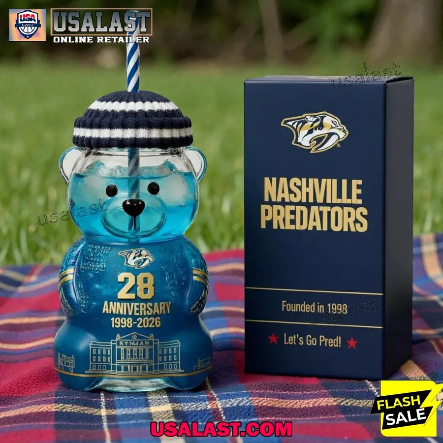 Nashville Predators 28th Anniversary 1998-2026 Bear Glass Bottle
