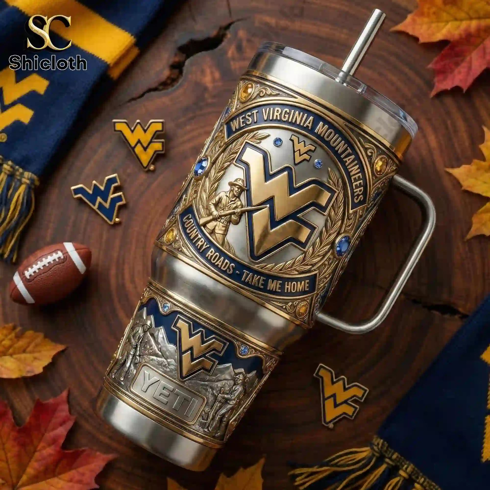 West Virginia Mountaineers 40oz Tumbler With Handle