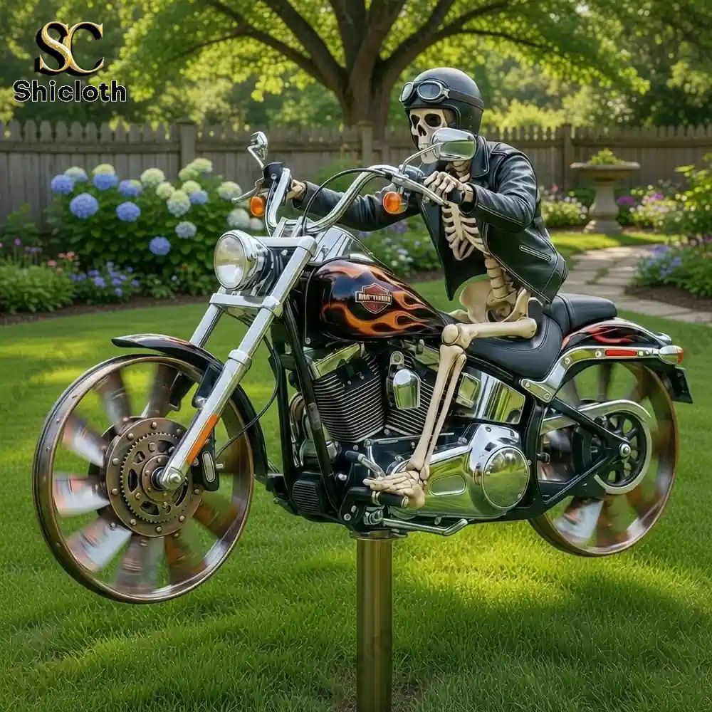 Skeleton Harley-Davidson Wind Spinner For Garden
