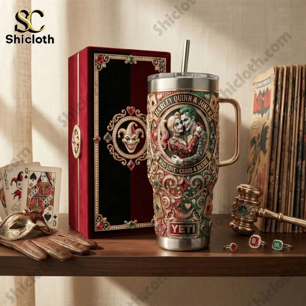 Harley & Joker Mad Love Chaos & Desire Happy Valentina Day Tumbler