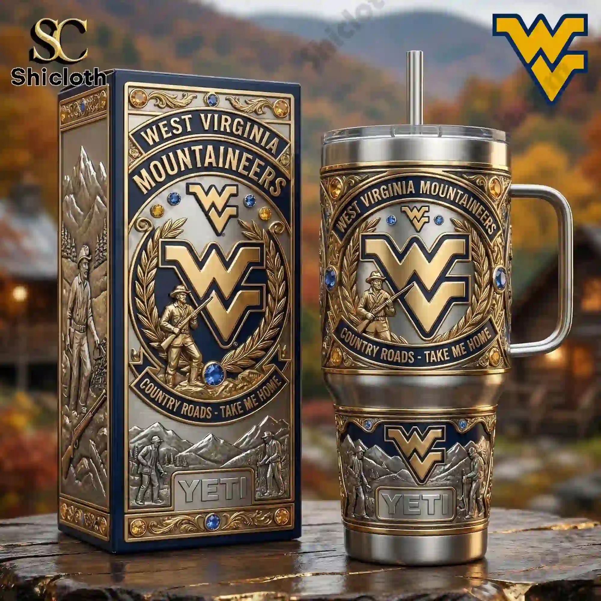 West Virginia Mountaineers 40oz Tumbler With Handle