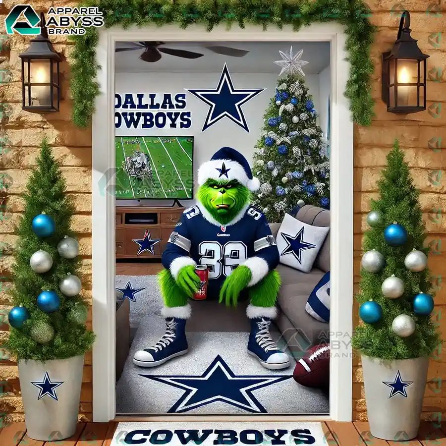 Dallas Cowboys Grinch Christmas Door Cover