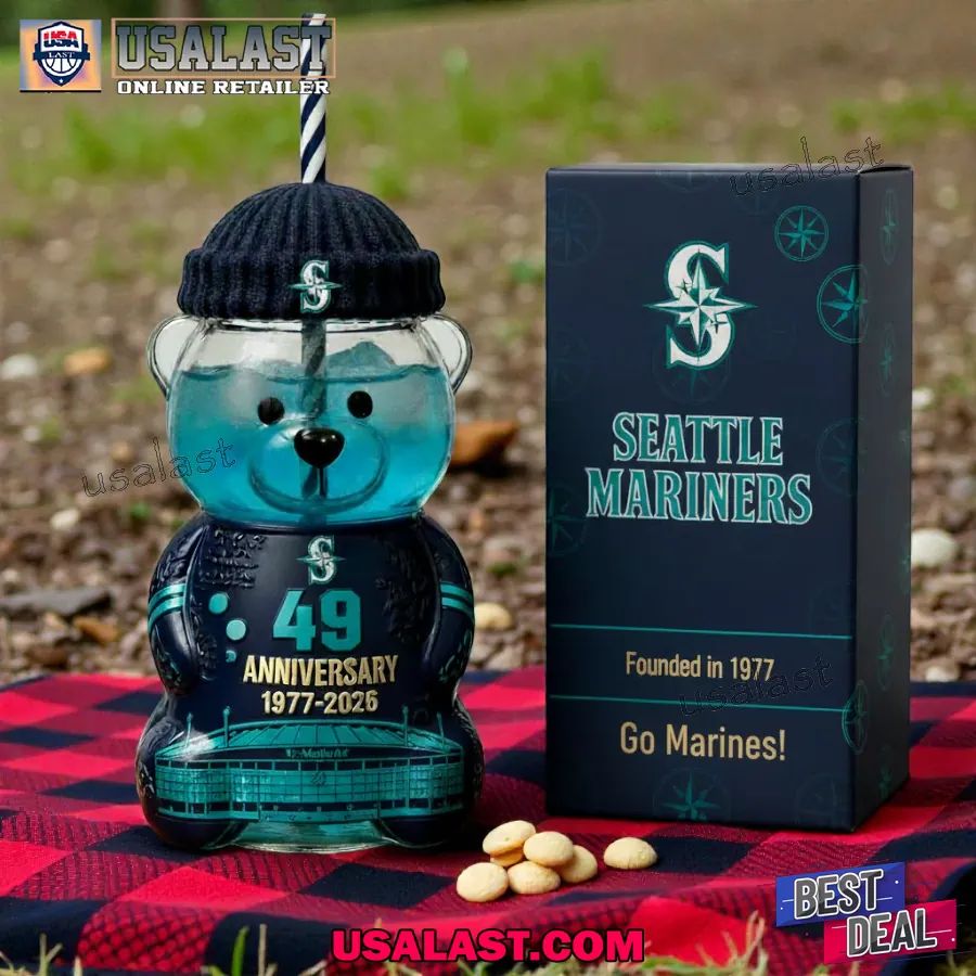 Seattle Mariners 49th Anniversary Bear Glass Cup