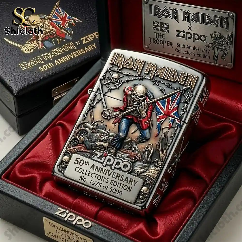 Iron Maiden 50Th Anniversary The Trooper Iron Maiden 3D Zippo Lighter