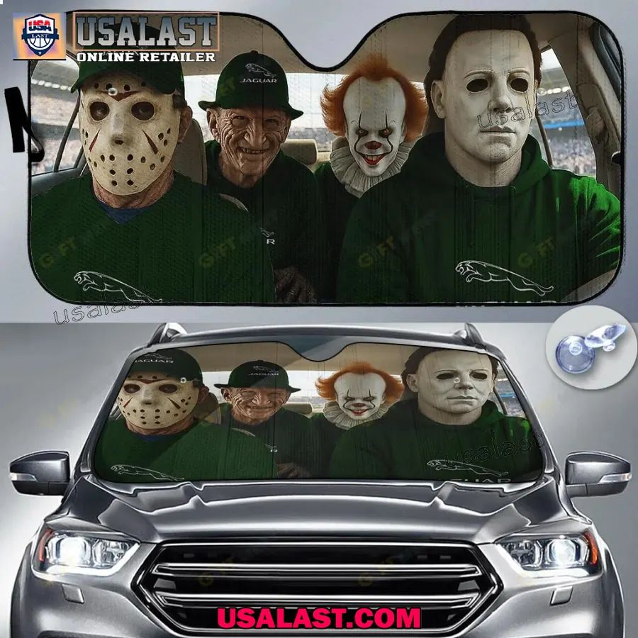 Jaguar x Horror Movie Characters Car Sunshade, Car Windshield Cover