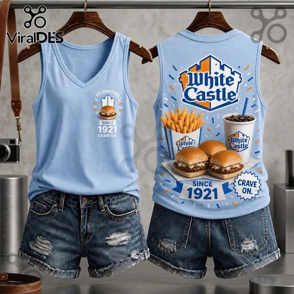 White Castle 1921 Slider and Fries V-Neck Tank Top