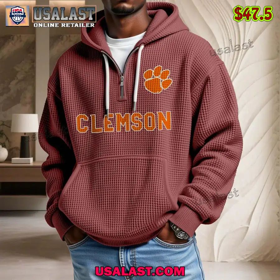 Clemson Tigers Waffle Half Zip Hoodie