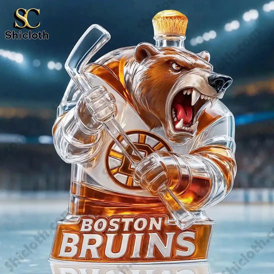 Boston Bruins Blades the Bruin Mascot Whisky Bottle