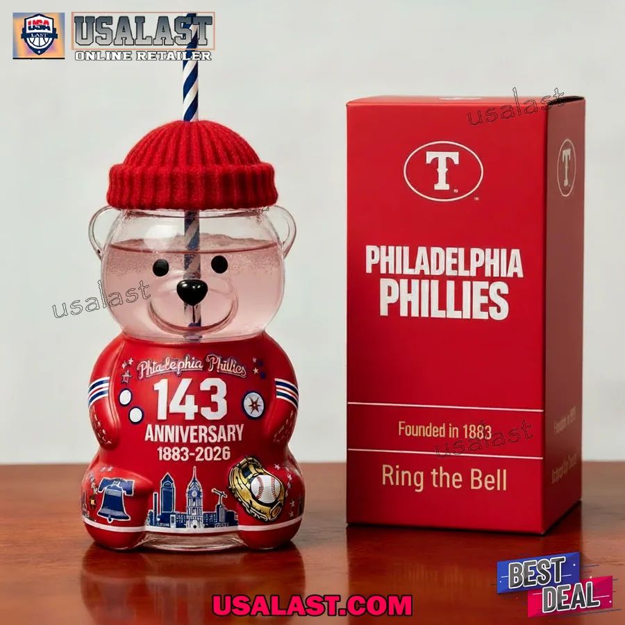 Philadelphia Phillies 143rd Anniversary Bear Glass Cup