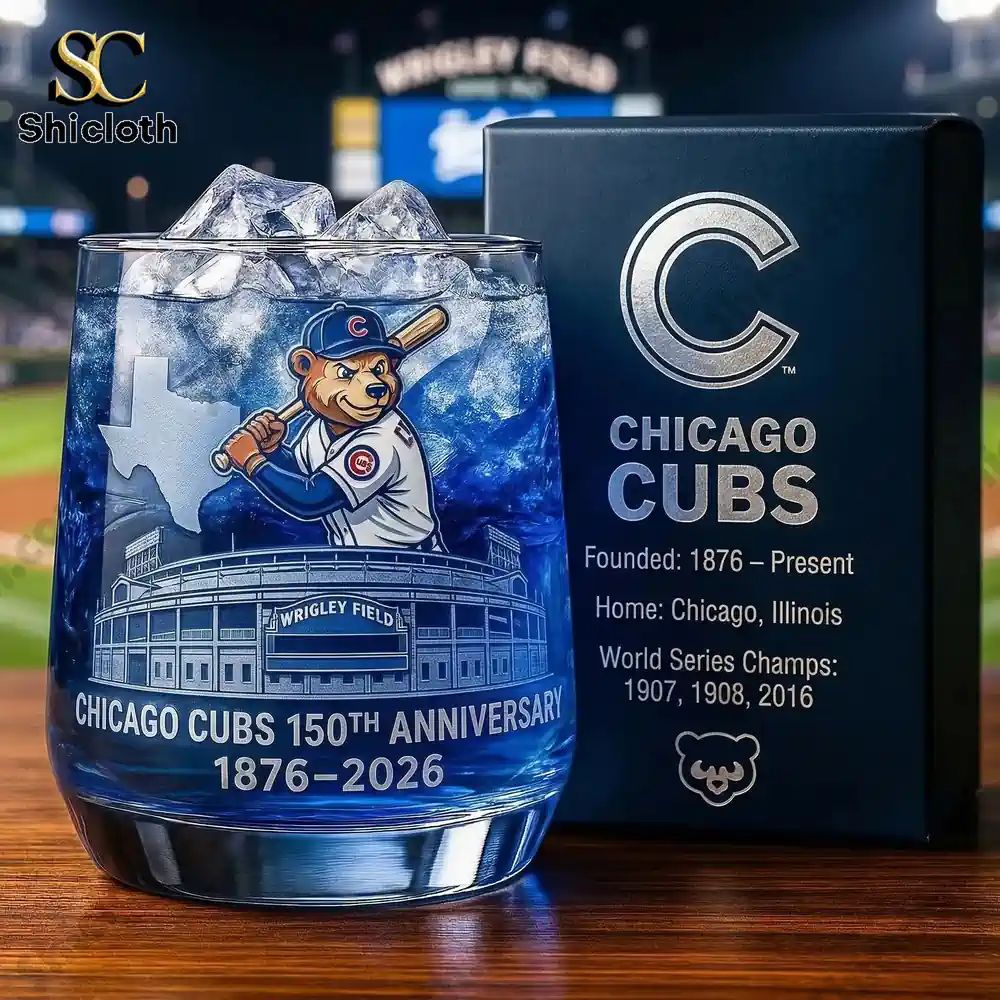 Chicago Cubs 150th Anniversary Commemorative Whiskey Glass