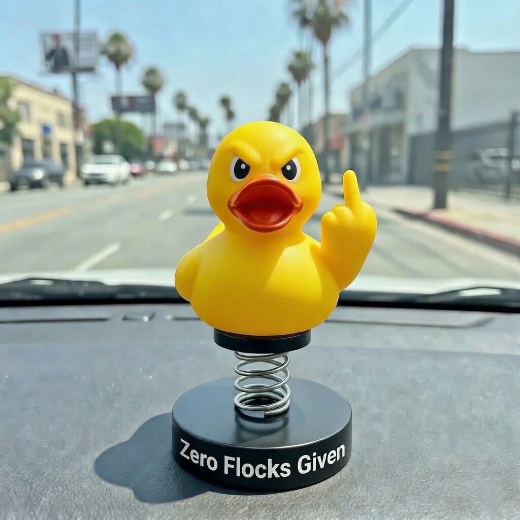 Funny Middle Finger Duck Car Dashboard Bobblehead